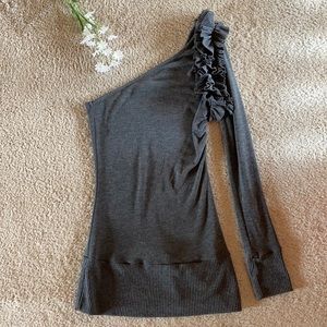 ◽️Gray One Shoulder Long Sleeve Top